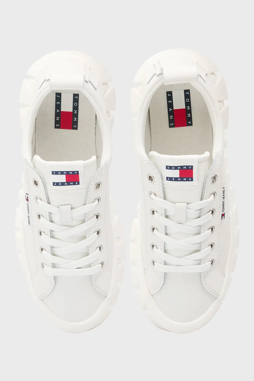Женские белые кожаные сникерсы VULC FLATFORM 4
