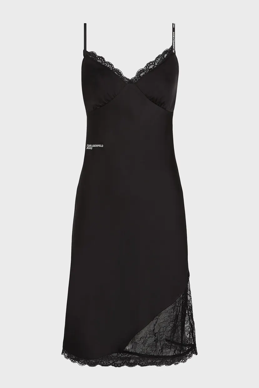 Жіноча чорна сукня KLJ SATIN LACE DRESS 5