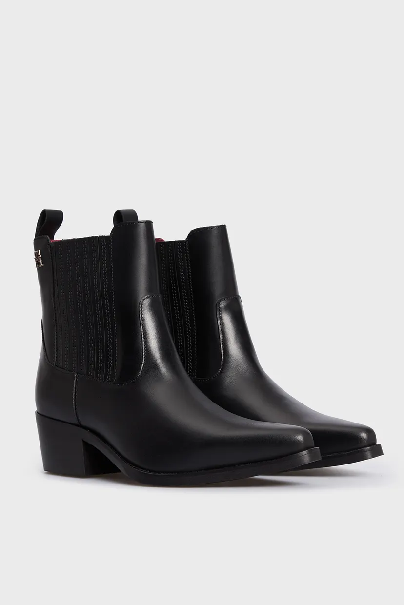 Жіночі чорні шкіряні ковбойки TH LEATHER COWBOY BOOT 3