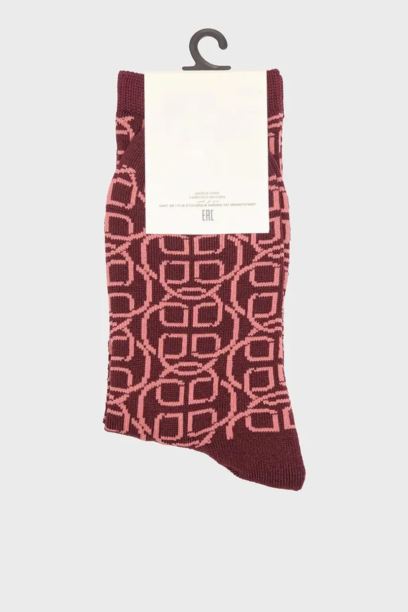 Жіночі бордові шкарпетки з візерунком MONOGRAM SOCKS 3