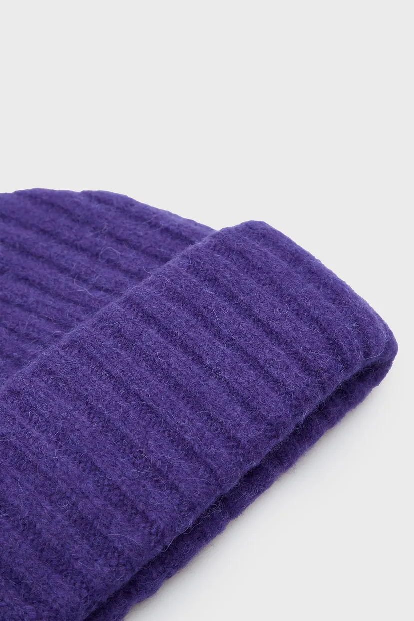 Женская фиолетовая шерстяная шапка RIBBED BEANIE 4