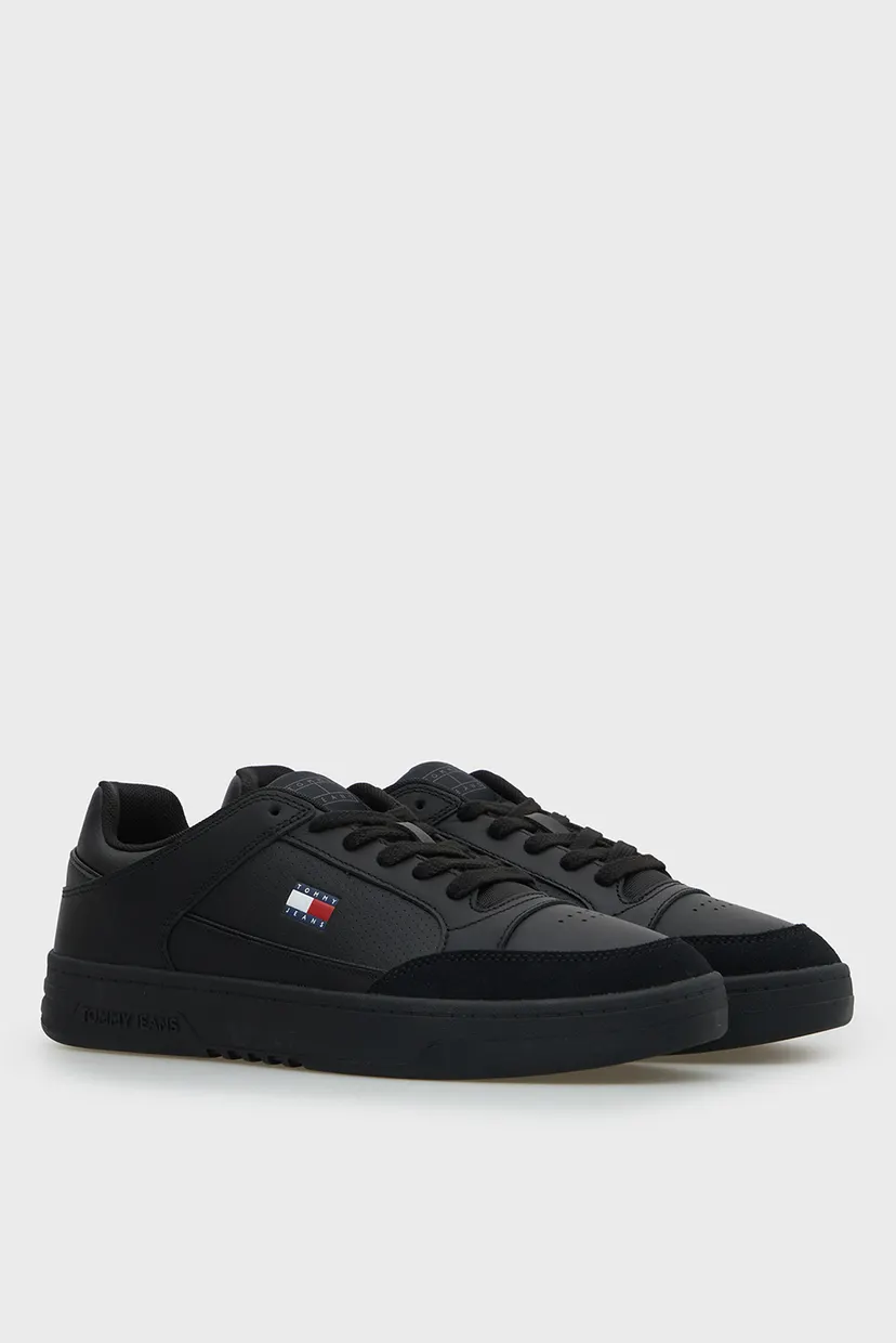 Мужские черные кожаные сникерсы TOMMY JEANS PINPERF LTH 3