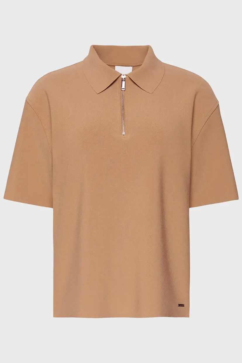Жіноче бежеве поло TAILORED COLLAR ZIP 6