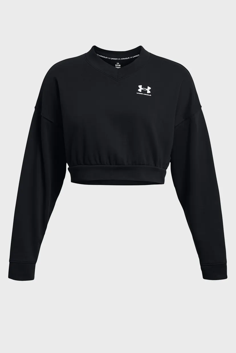 Жіночий чорний світшот UA Rival Terry OS Crop Crw 3