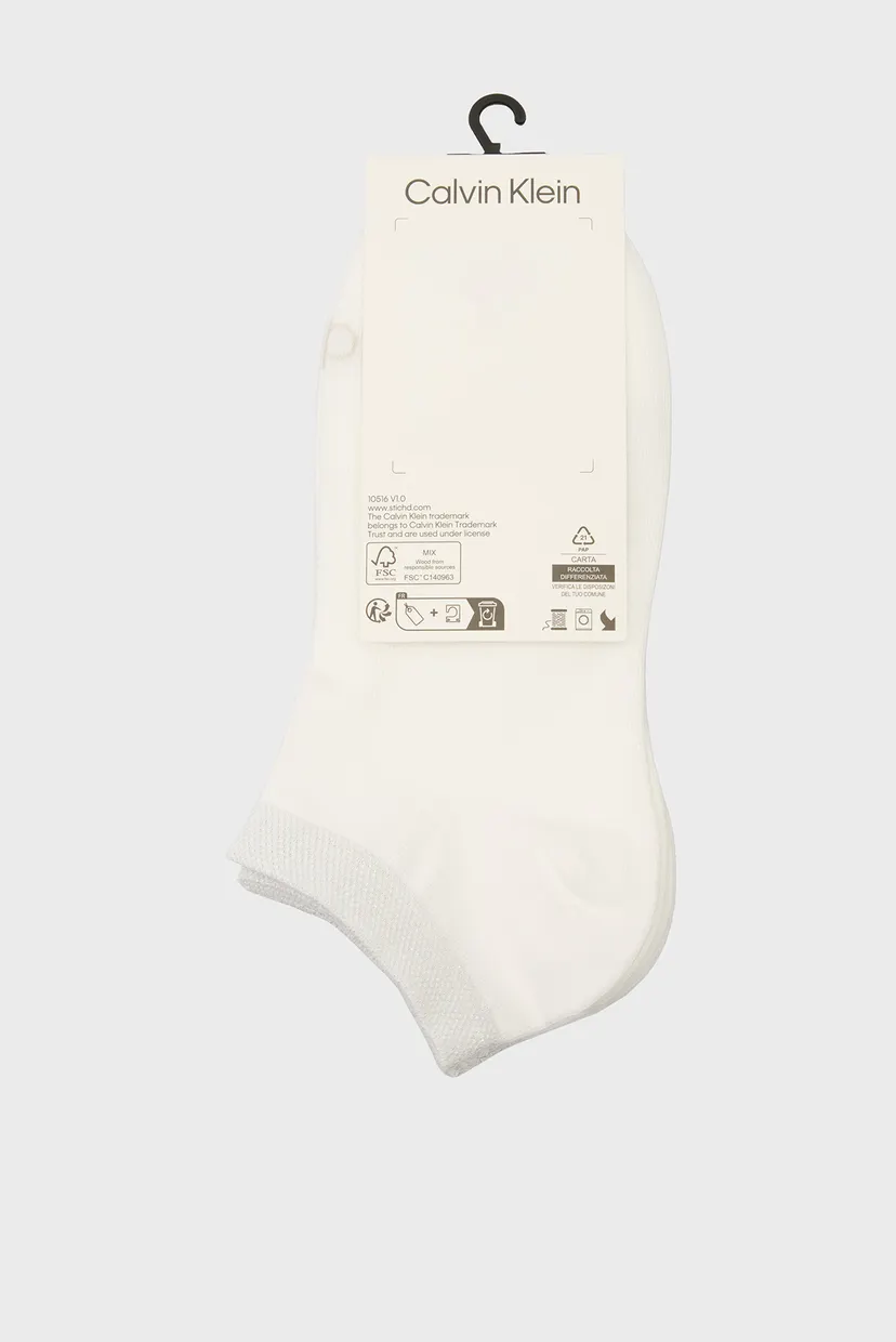 Жіночі білі шкарпетки (2 пари) CK WOMEN SNEAKER 2P SHINY LOGO 3