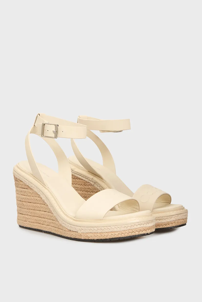 Женские белые кожаные босоножки WEDGE SANDAL 70 - HE 3