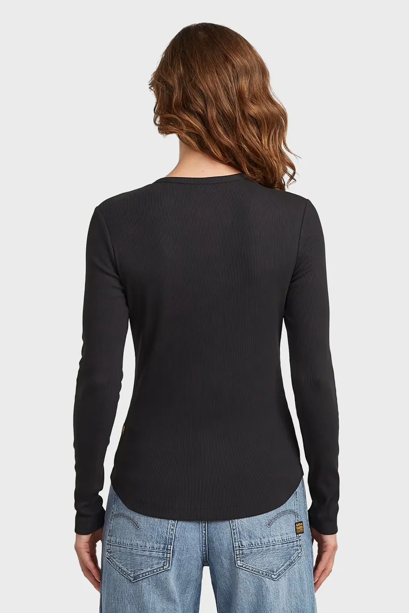 Женский черный лонгслив Henley 3