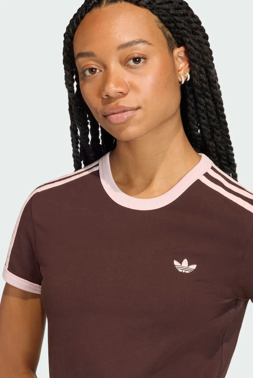 Жіноча коричнева футболка 3 STRIPES SLIM 5