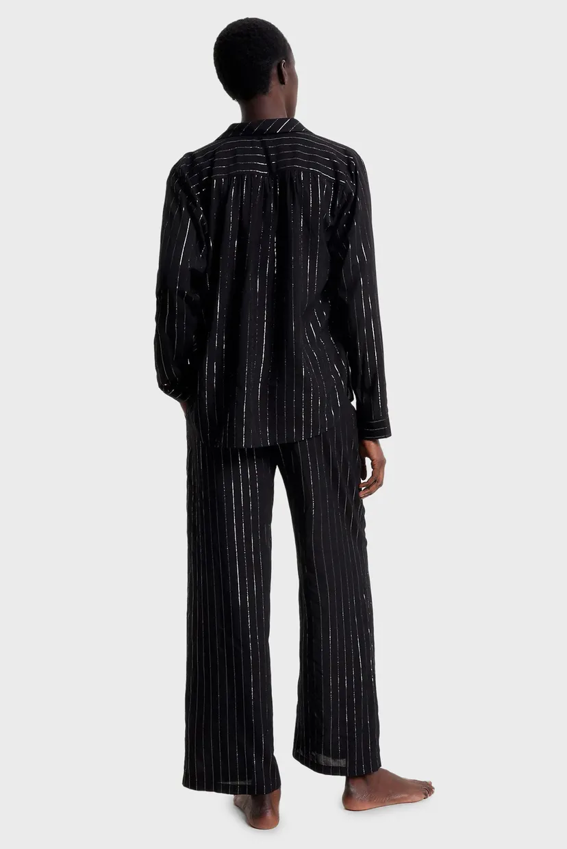 Жіноча чорна сорочка у смужку PYJ TOP WOVEN SHIRT STRIPES 3