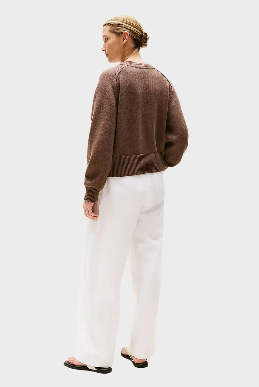 Женский коричневый пуловер CO JERSEY MID GG V-NK LS 3