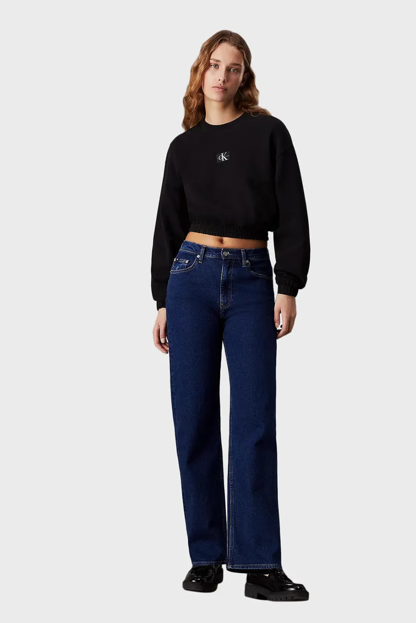 Женский черный свитшот WOVEN LABEL CREW NECK 3