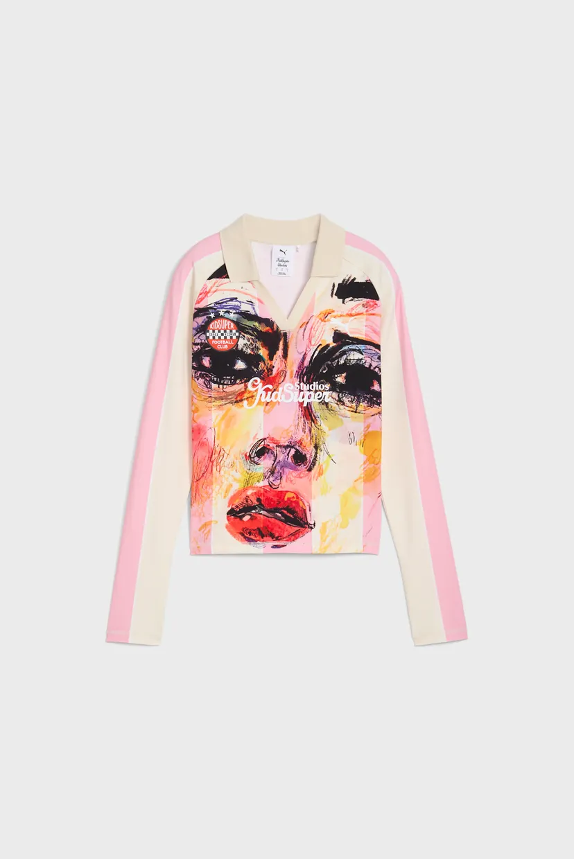 Женский бежевый лонгслив в полоску PUMA x KIDSUPER Long Sleeve Jersey Women 6