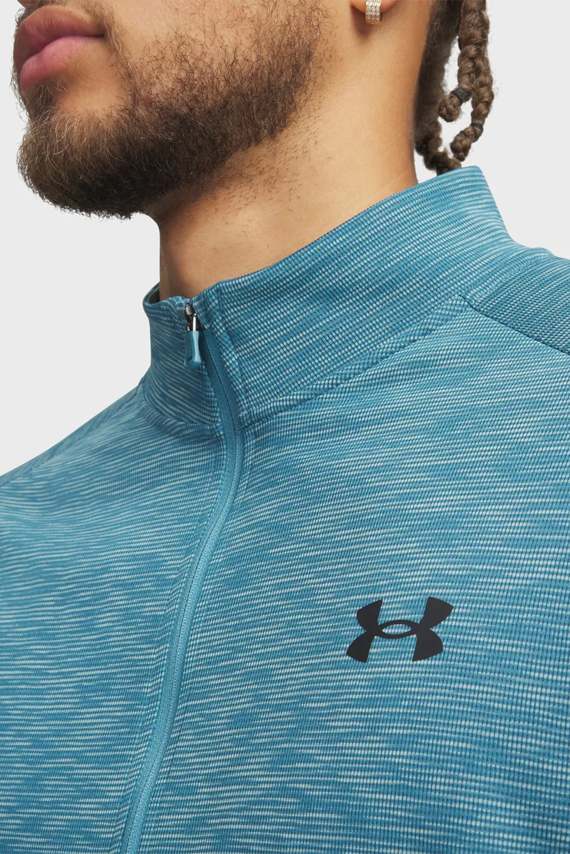 Чоловіча блакитна спортивна кофта UA Tech Textured 1/2 Zip 3