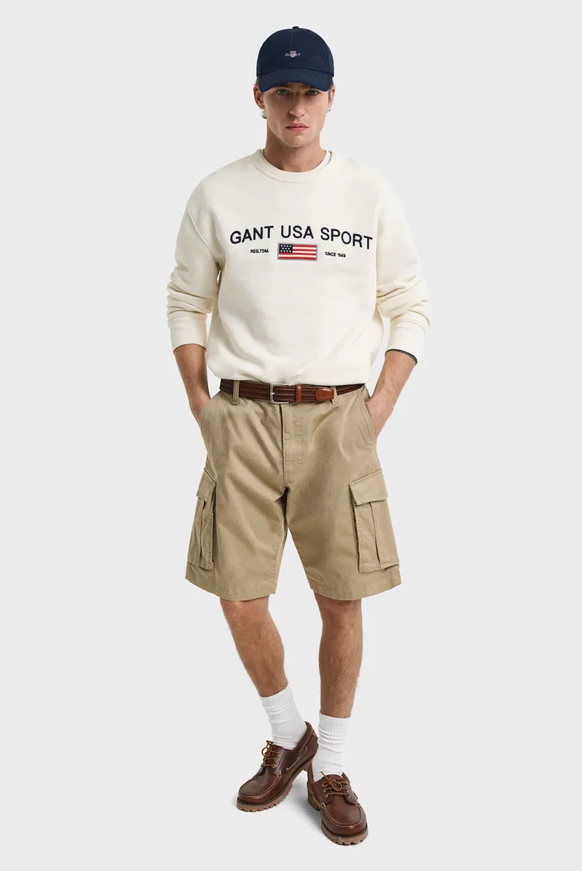 Мужские бежевые шорты RELAXED TWILL CARGO SHORTS Gant 205069 — MD