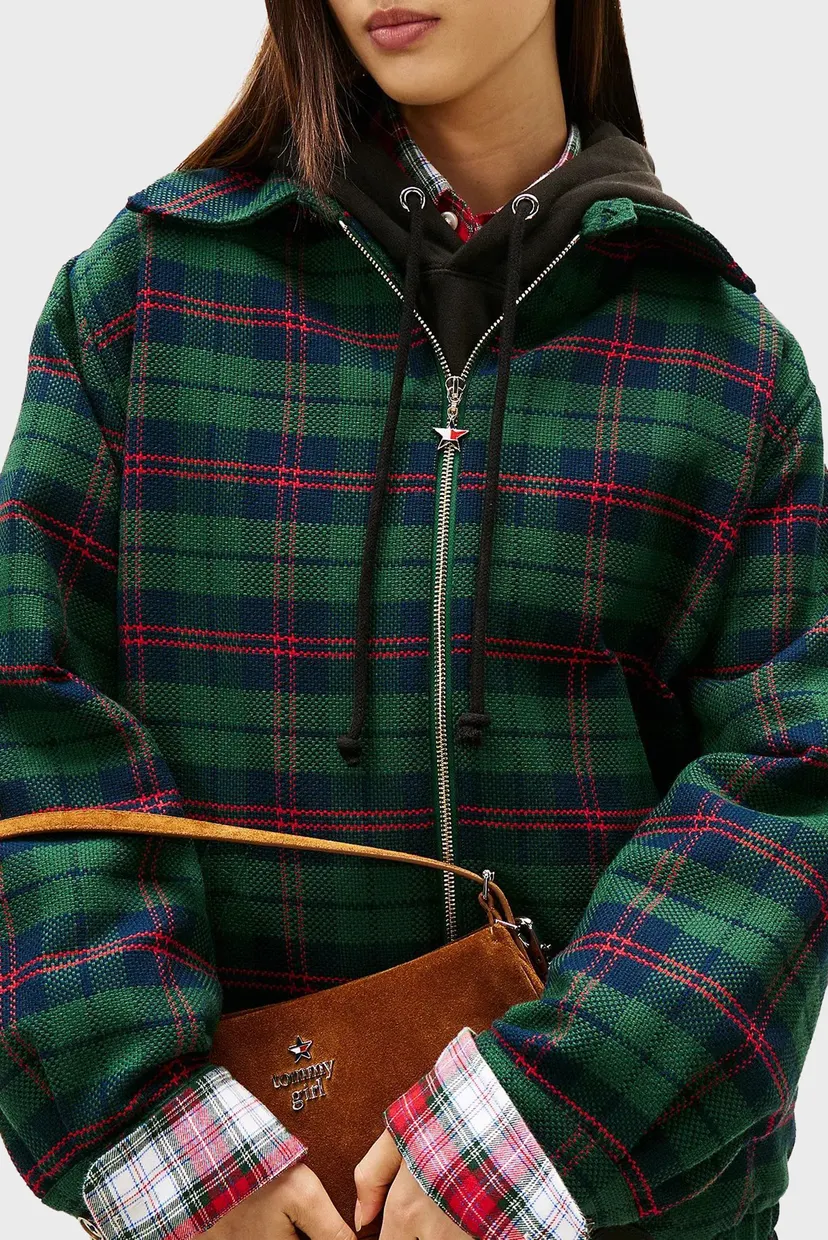 Женская зеленая куртка в клетку TOMMY GIRL PADDED TARTAN 5