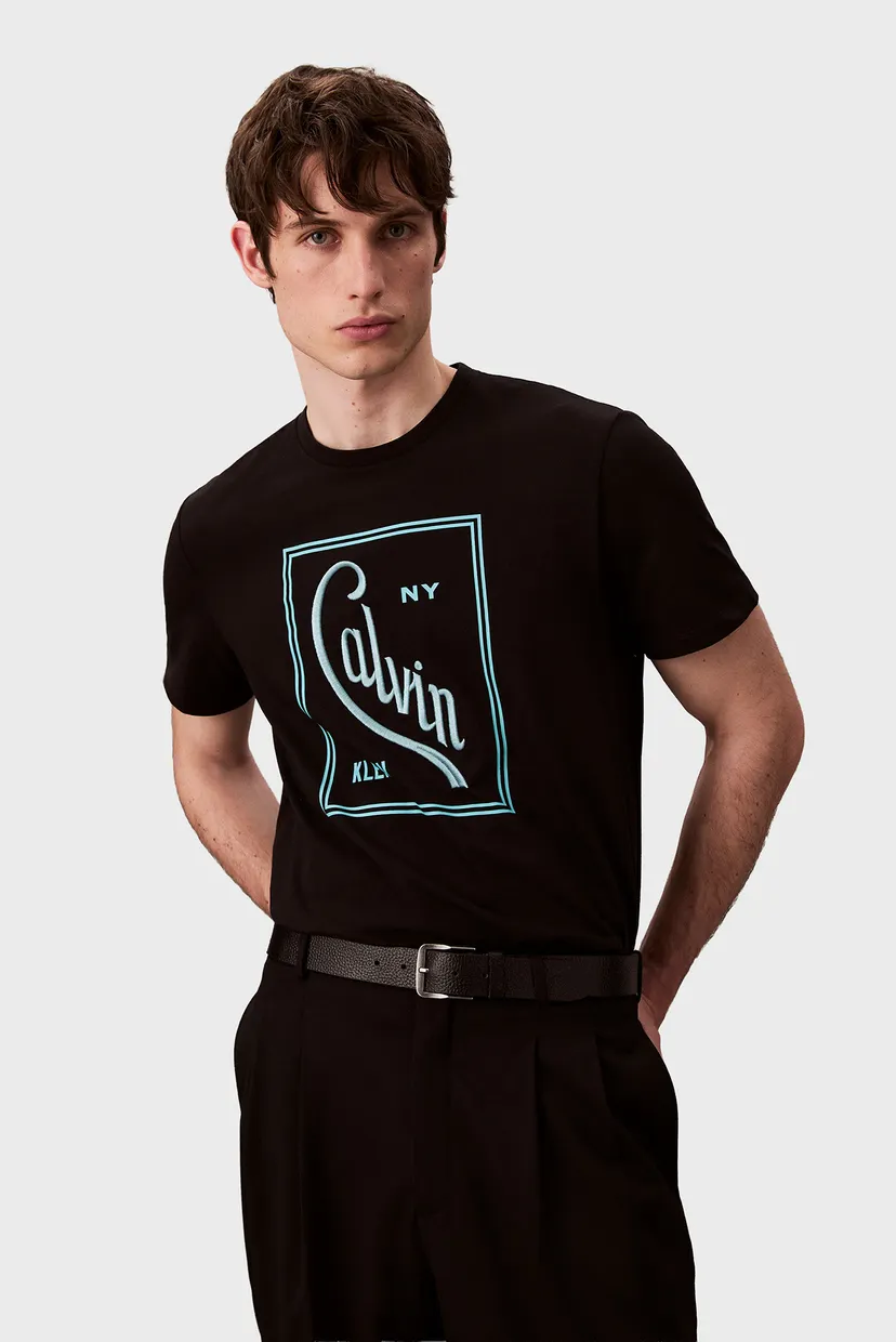 Чоловіча чорна футболка SS 16S CALVIN STAMP 3