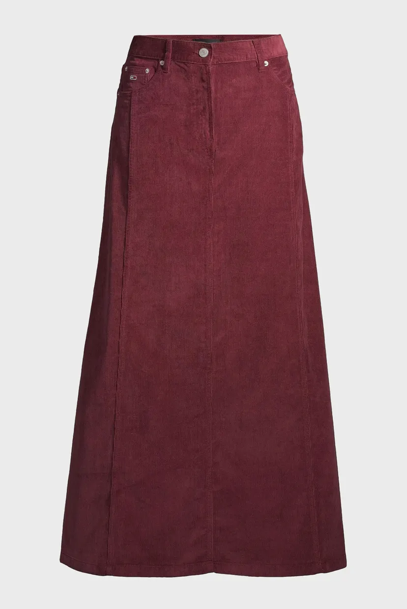 Жіноча бордова вельветова спідниця TJW FINE CORD MAXI 4