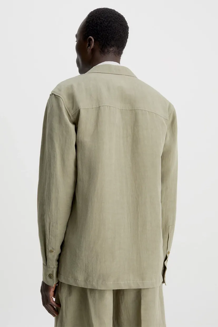 Чоловічий оливковий блейзер LINEN VISCOSE SHIRT BLAZER 3