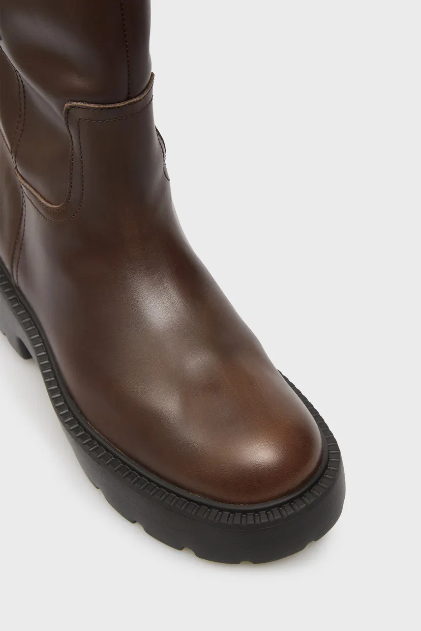 Женские темно-коричневые кожаные сапоги TUBULAR BOOT 4