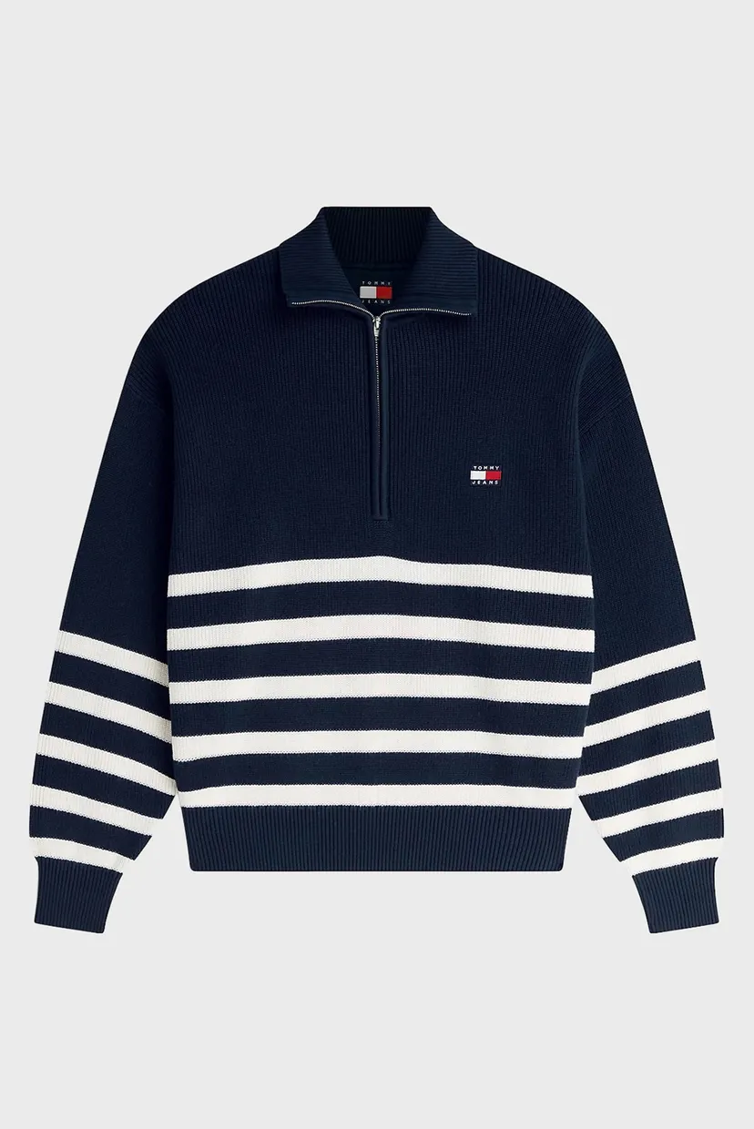 Женский темно-синий свитер в полоску QUARTER ZIP SWEATER 6