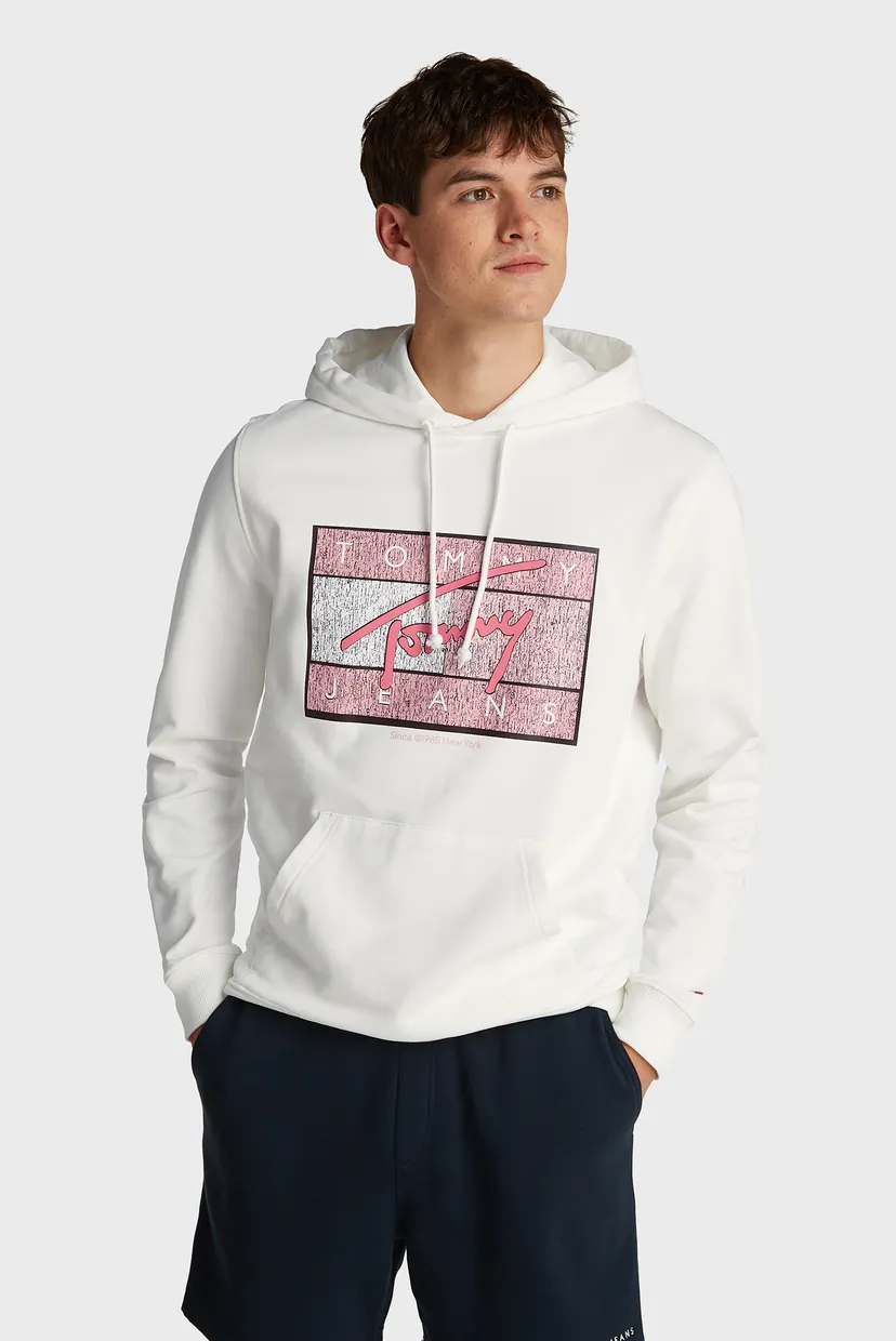 Чоловіче біле худі TJM REG DNA FLAG TWIST HOOD EXT 1