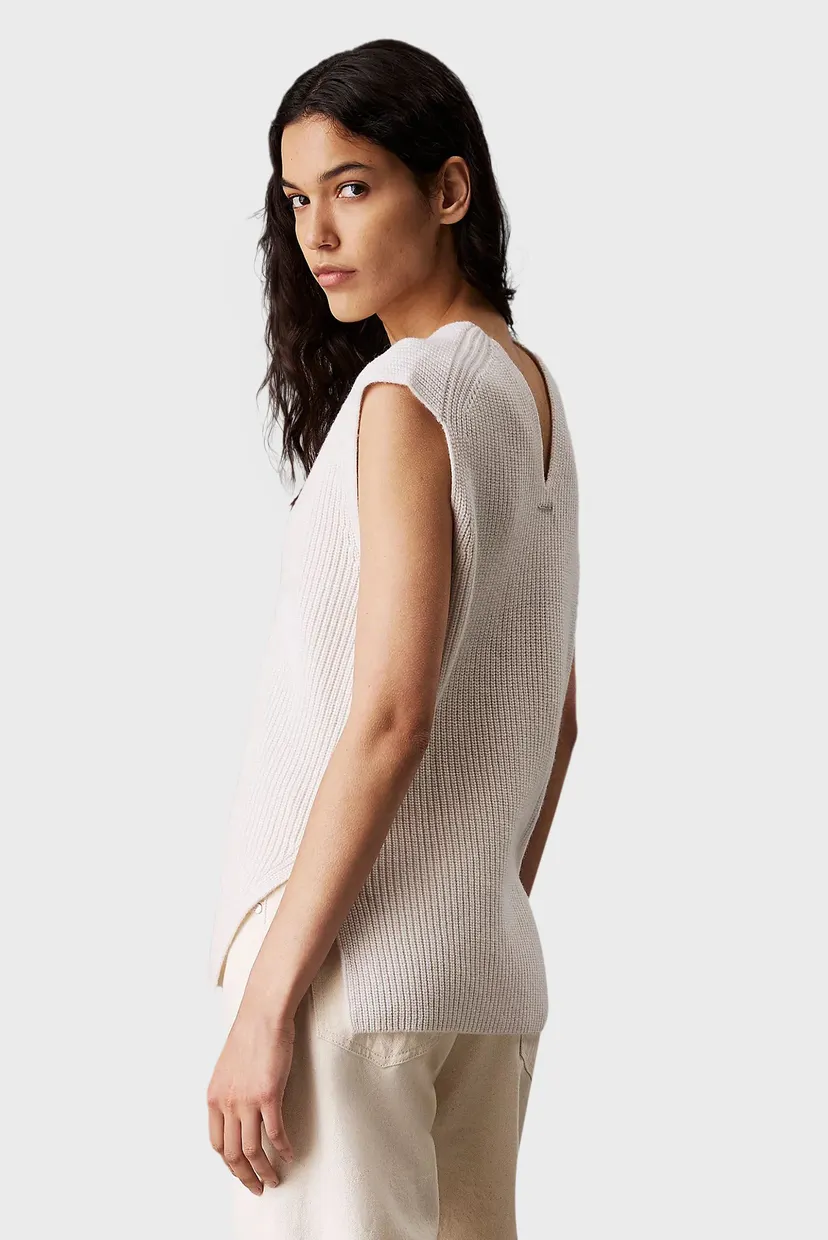 Жіночий білий вовняний жилет RECYCLED WOOL RIB 4