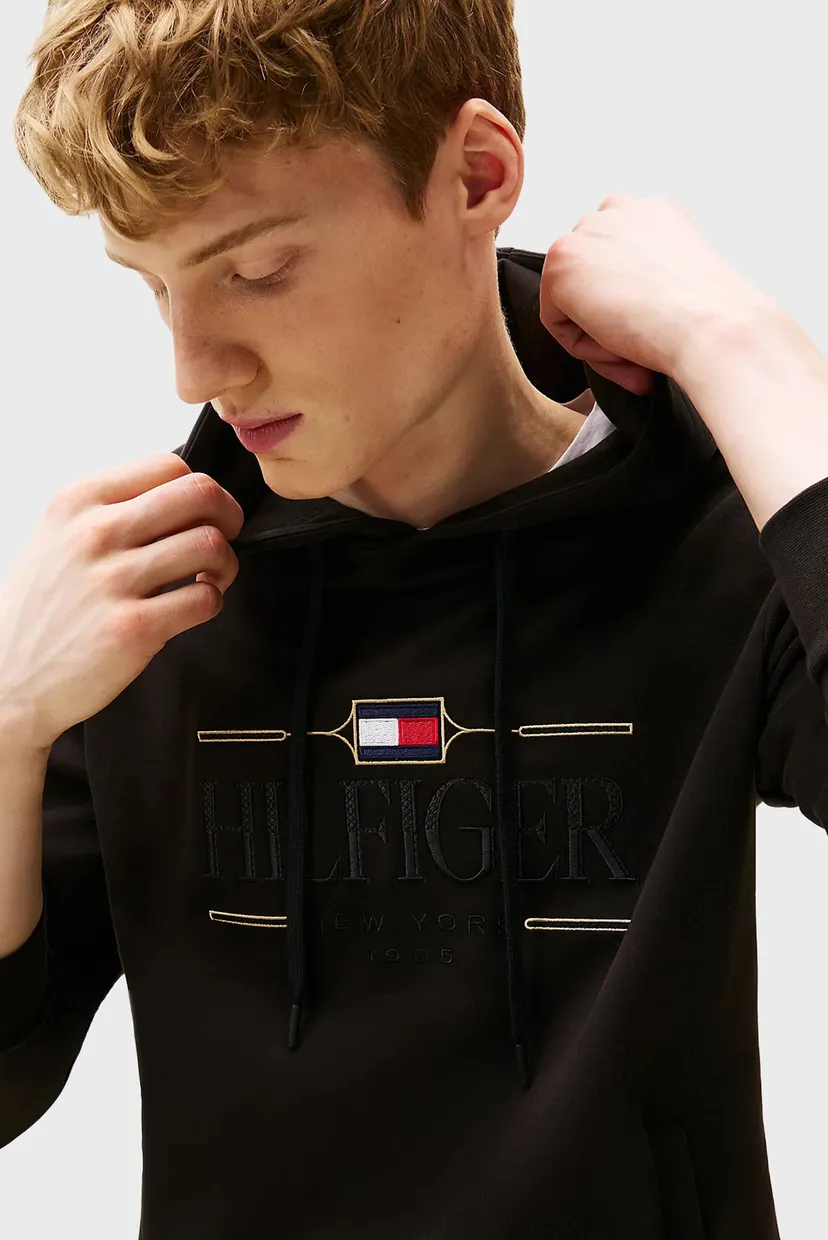 Чоловіче чорне худі ICON HILFIGER HOODIE 4