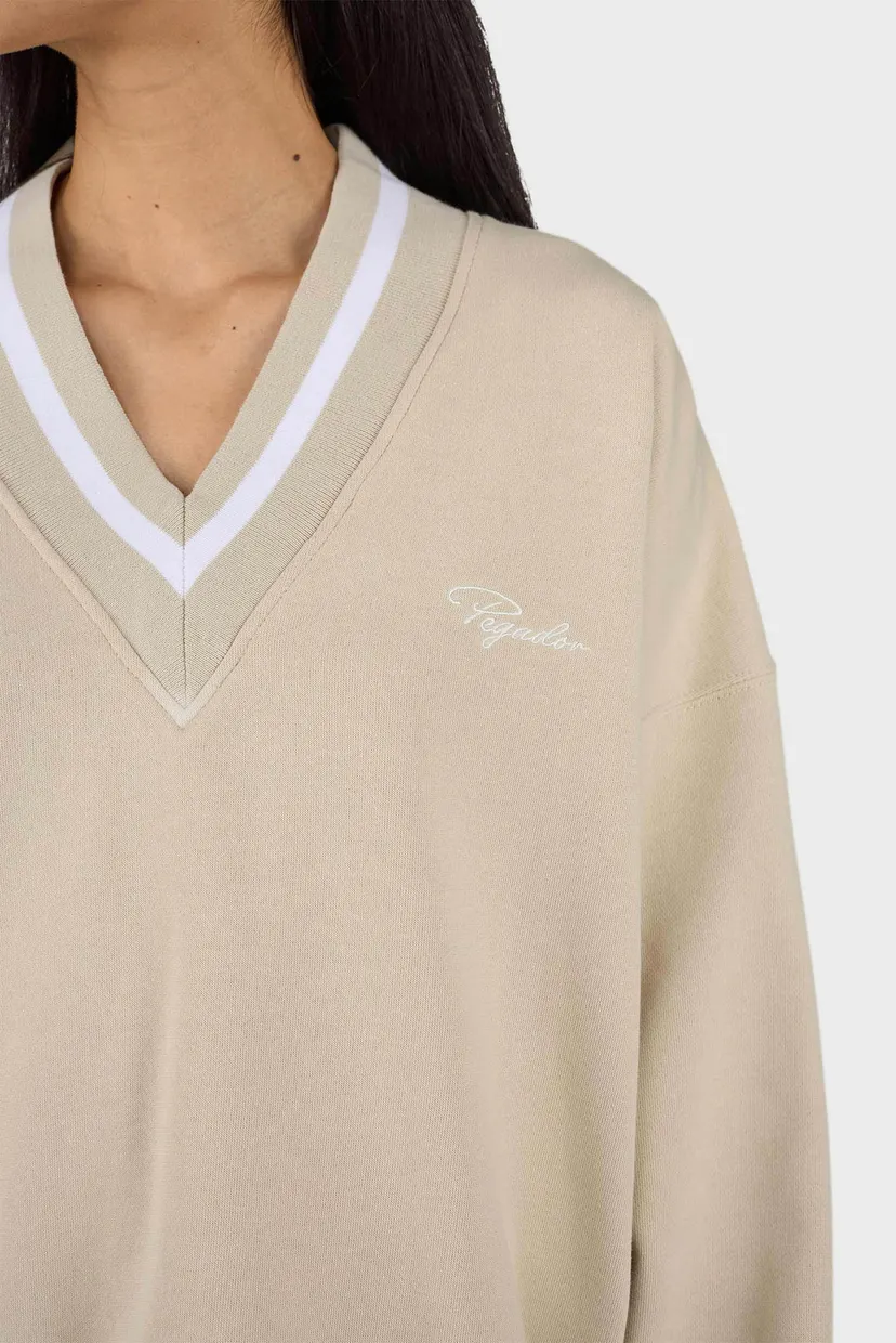 Жіночий бежевий світшот STINA V-NECK OVERSIZED 5