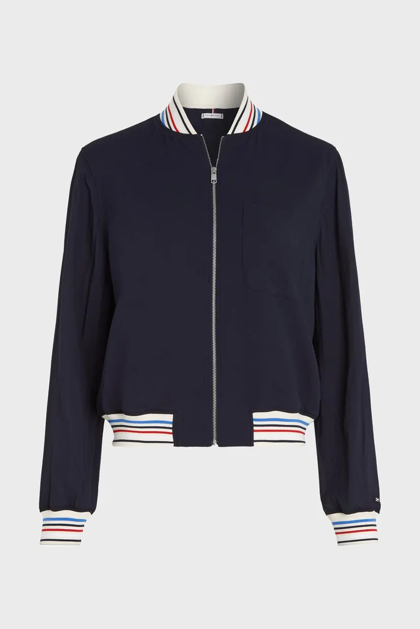 Жіночий темно-синій бомбер RIB TRIM LS ZIP TOP 6