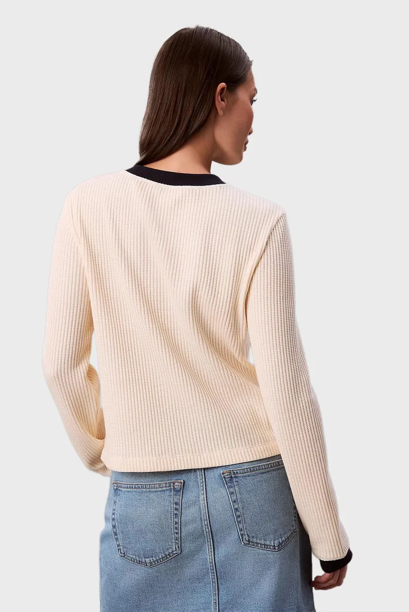 Жіночий бежевий лонгслів WAFFLE TEE 3