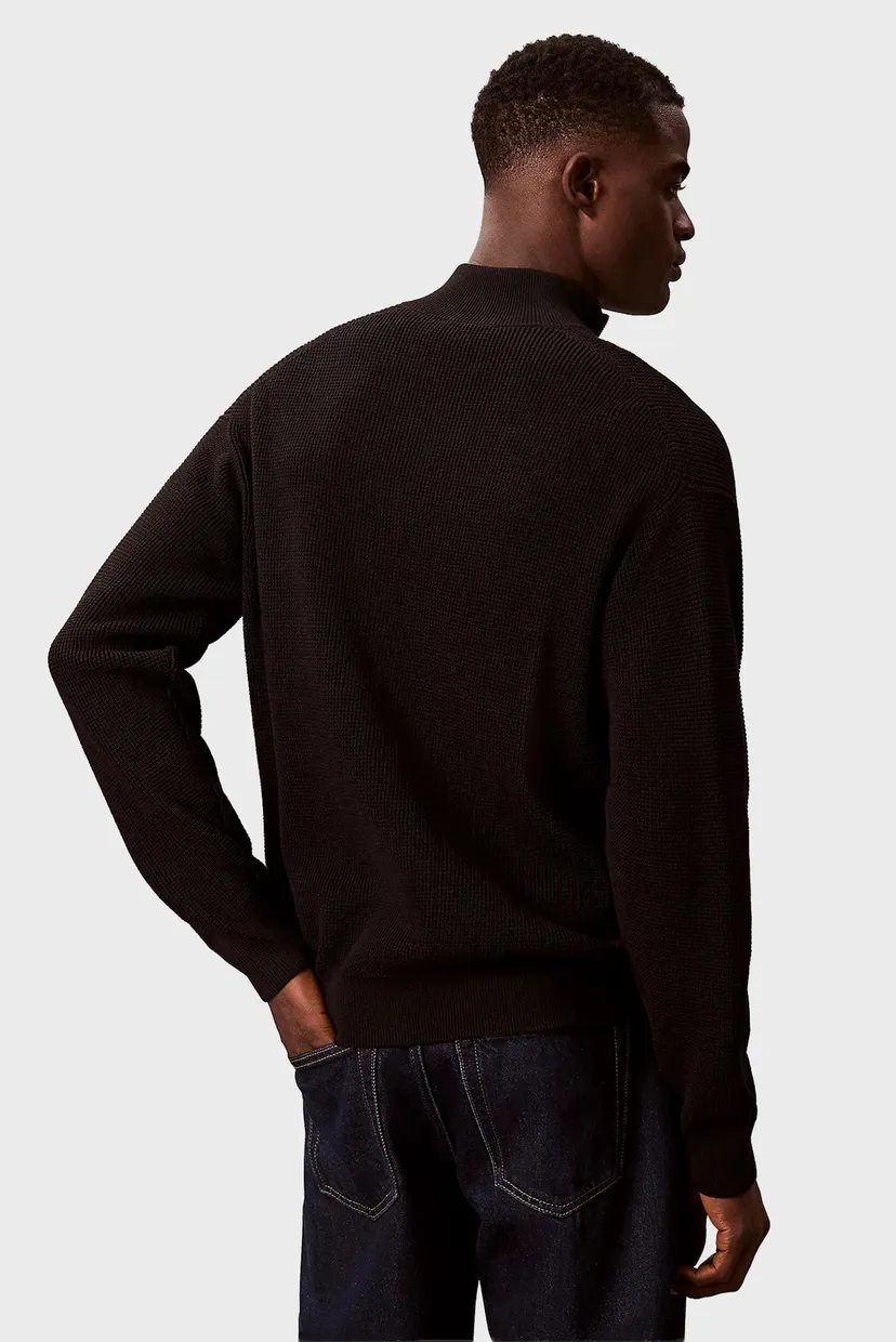 Мужская черная кофта COTTON WAFFLE QUARTER 3