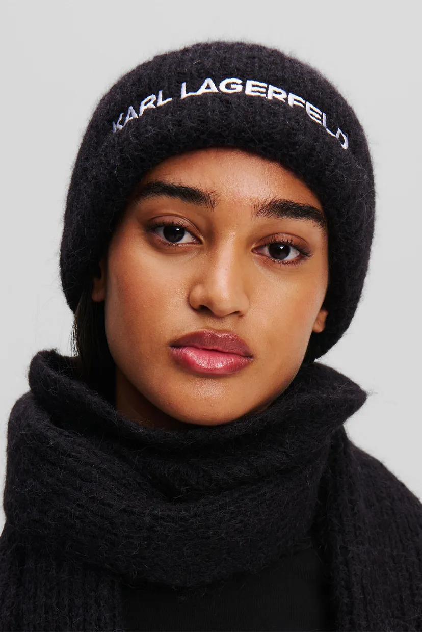 Женская черная шерстяная шапка K ESSENTIAL BEANIE Karl Lagerfeld