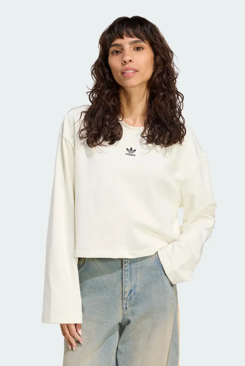 Женский белый лонгслив Essentials Winterized Wide Rib adidas