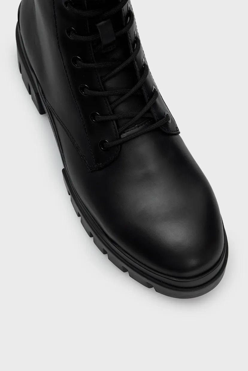 Мужские черные кожаные ботинки TRANSP COMBAT MID LACEUP LTH 4