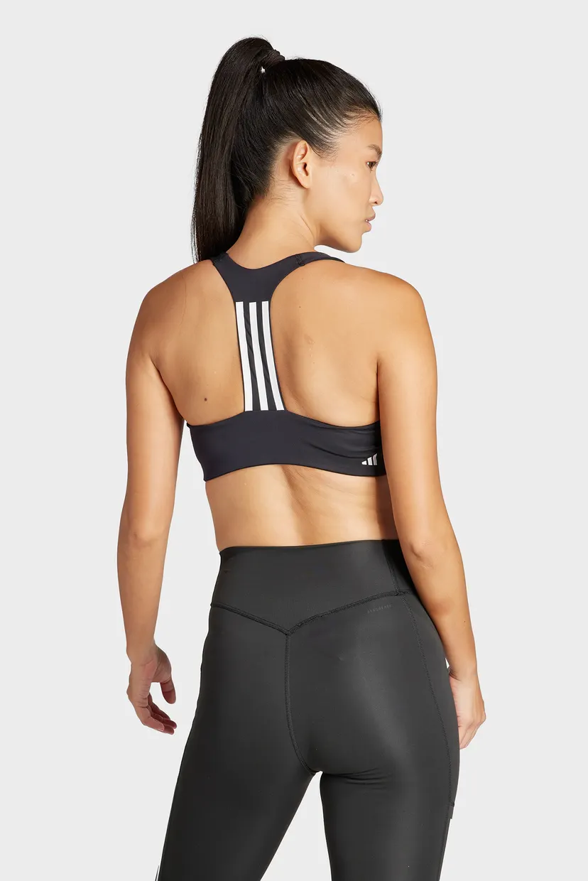 Жіночий чорний топ Powerimpact Training Medium-Support 3-Stripes 3