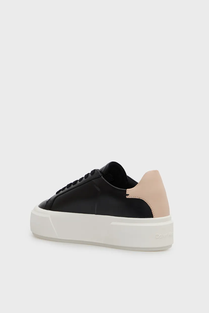 Жіночі чорні шкіряні снікерси FLATFORM LACE UP 5