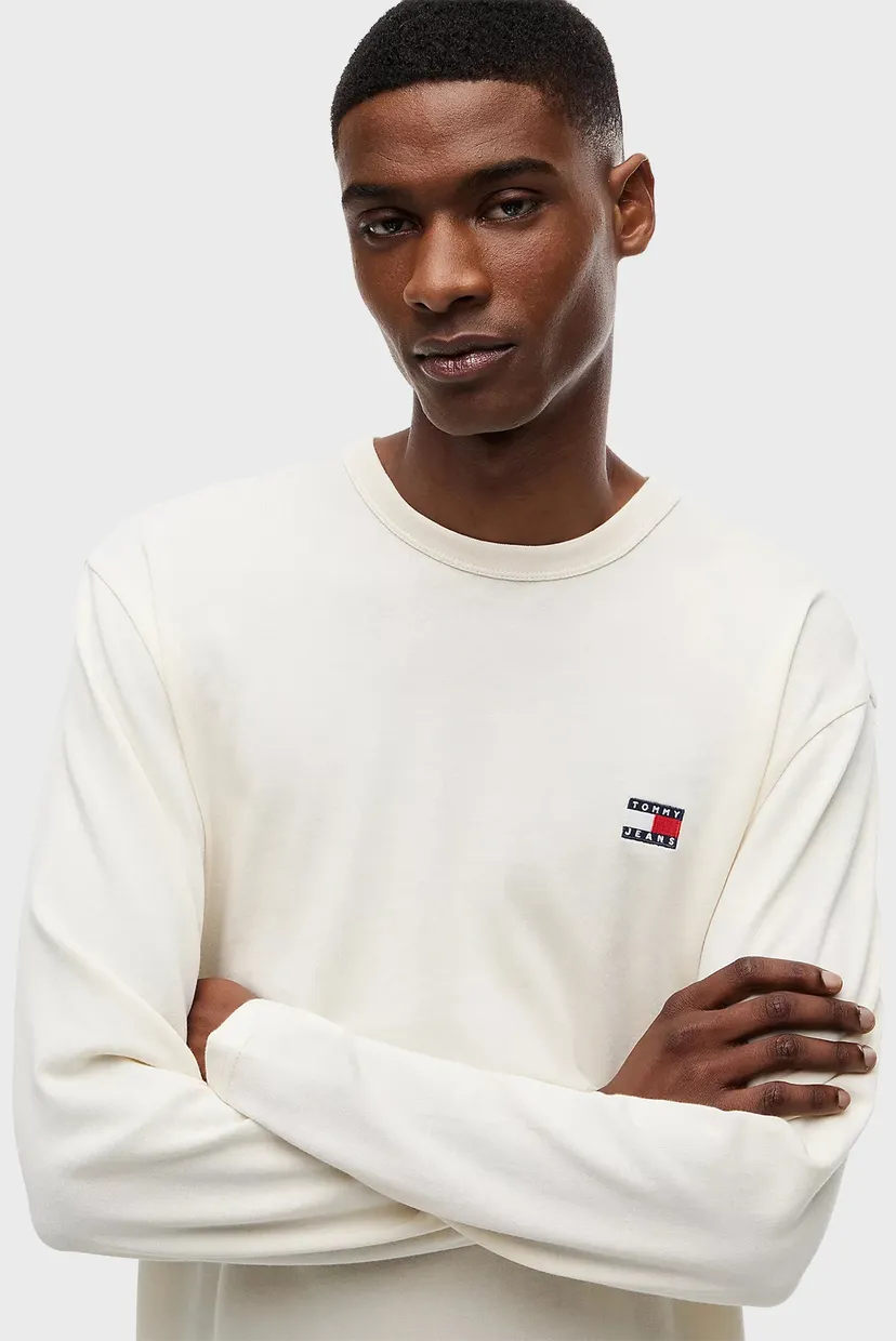 Чоловічий білий лонгслів REG BADGE TEE LS 4