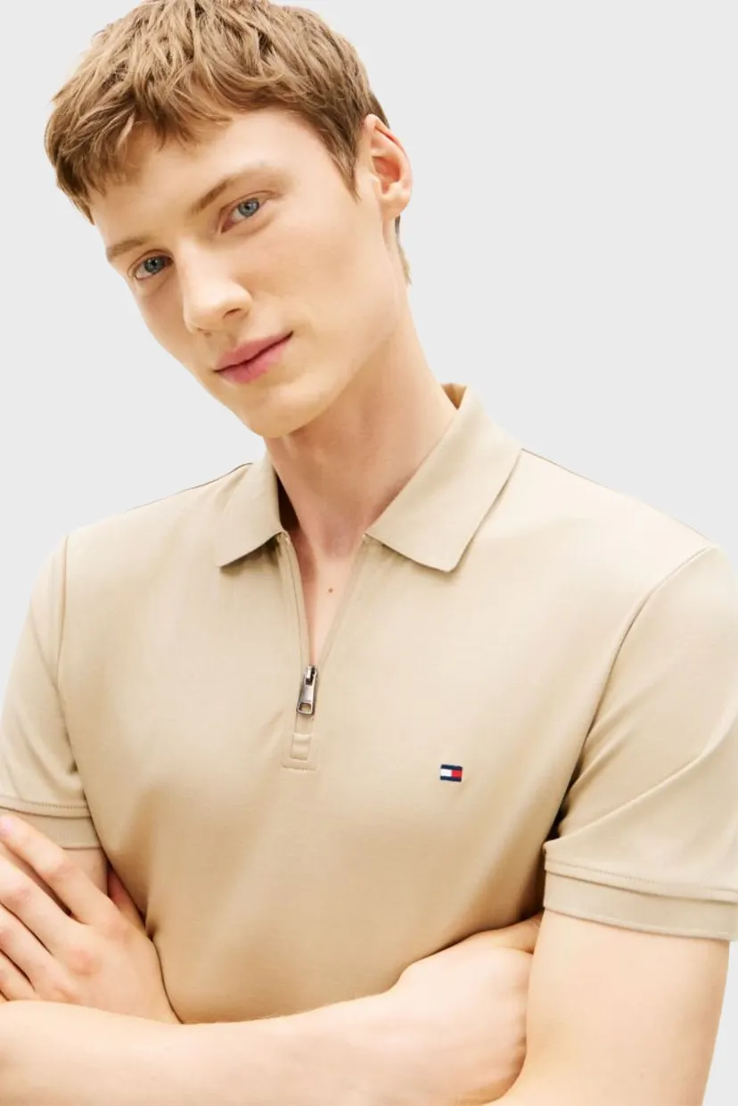Чоловіче бежеве поло INTERLOCK ZIP 4