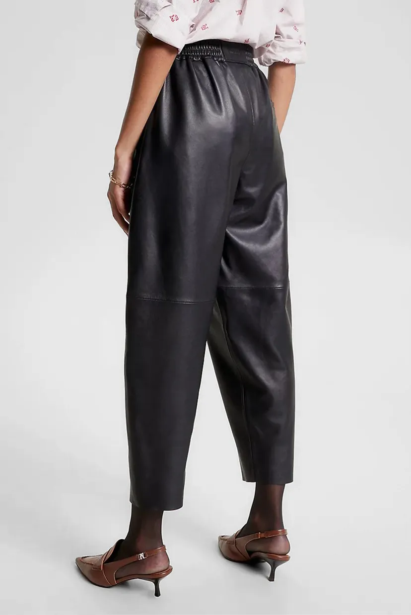 Женские черные кожаные брюки LEATHER JOGGER 3