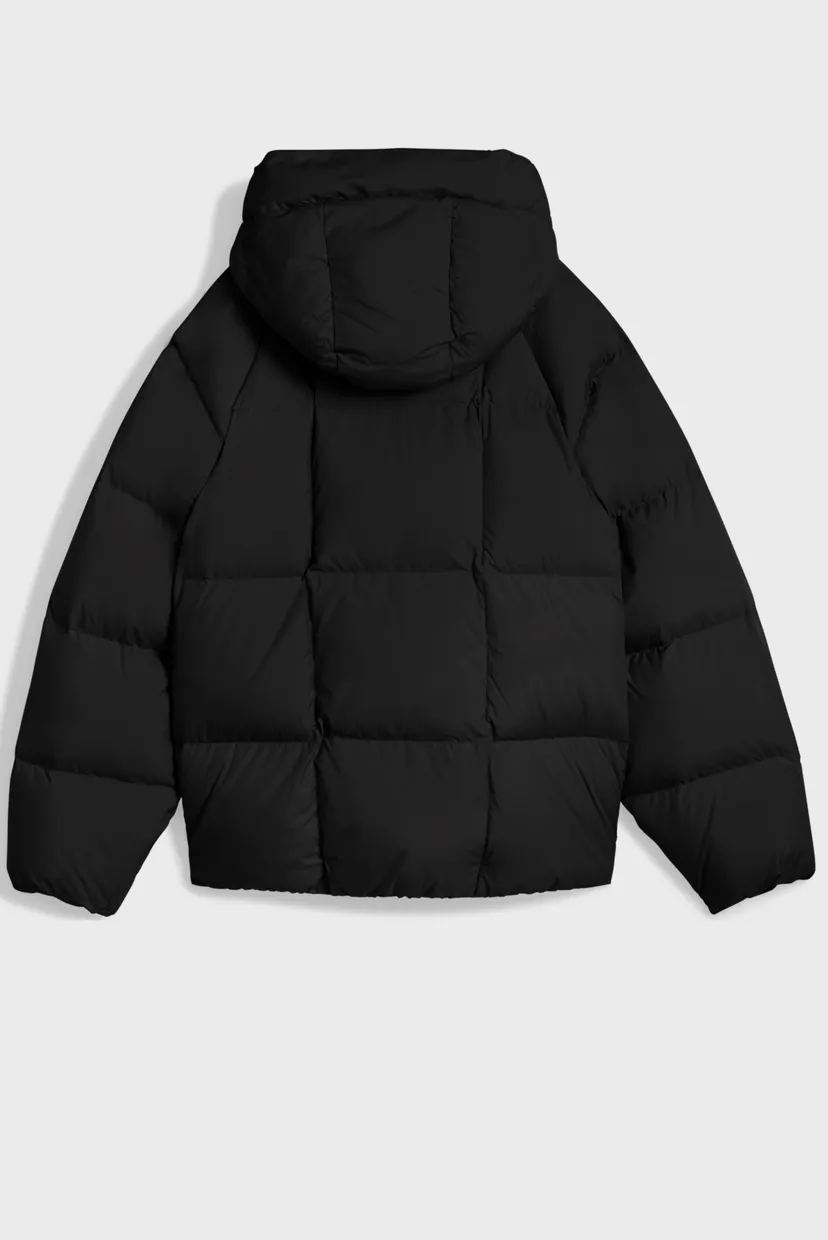 Женский черный пуховик Hooded Down Puffer Jacket Women 5