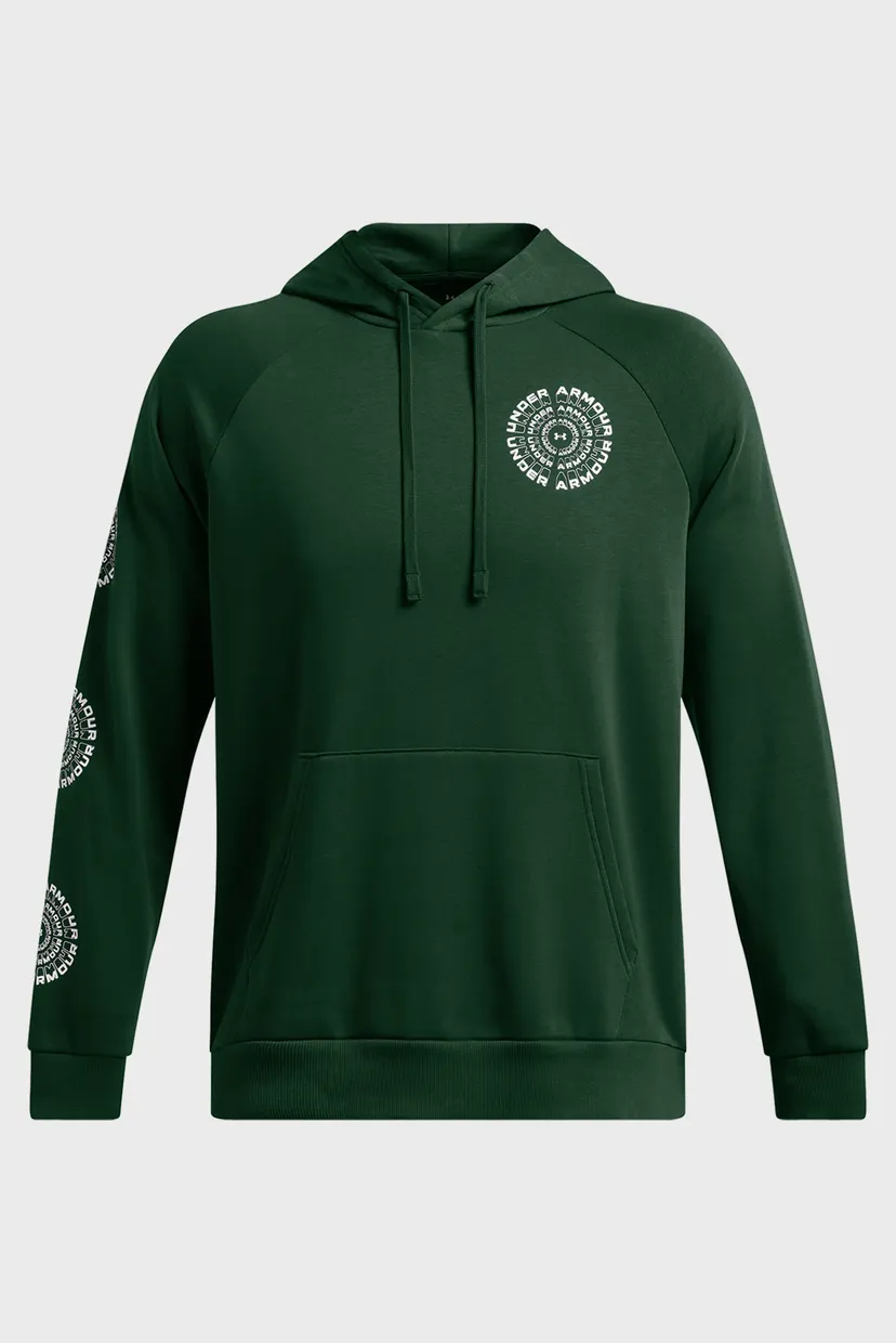 Мужское зеленое худи UA Rival Fleece HBR Logo HD 4