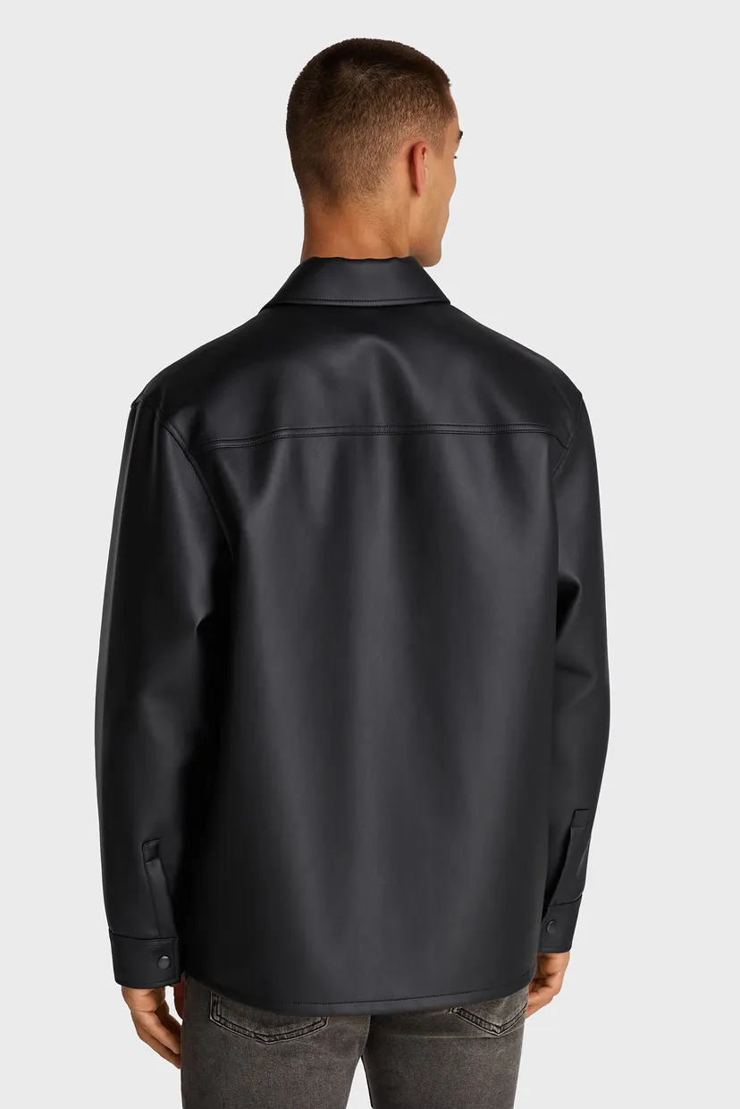 Чоловіча чорна сорочка FAUX LEATHER SHIRT 3