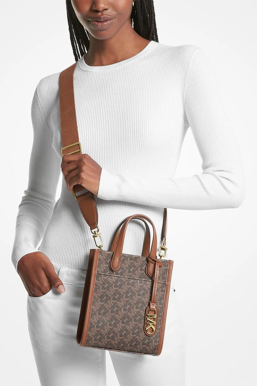Женская коричневая сумка с узором GIGI XS NS SHOPPER TOTE XBODY