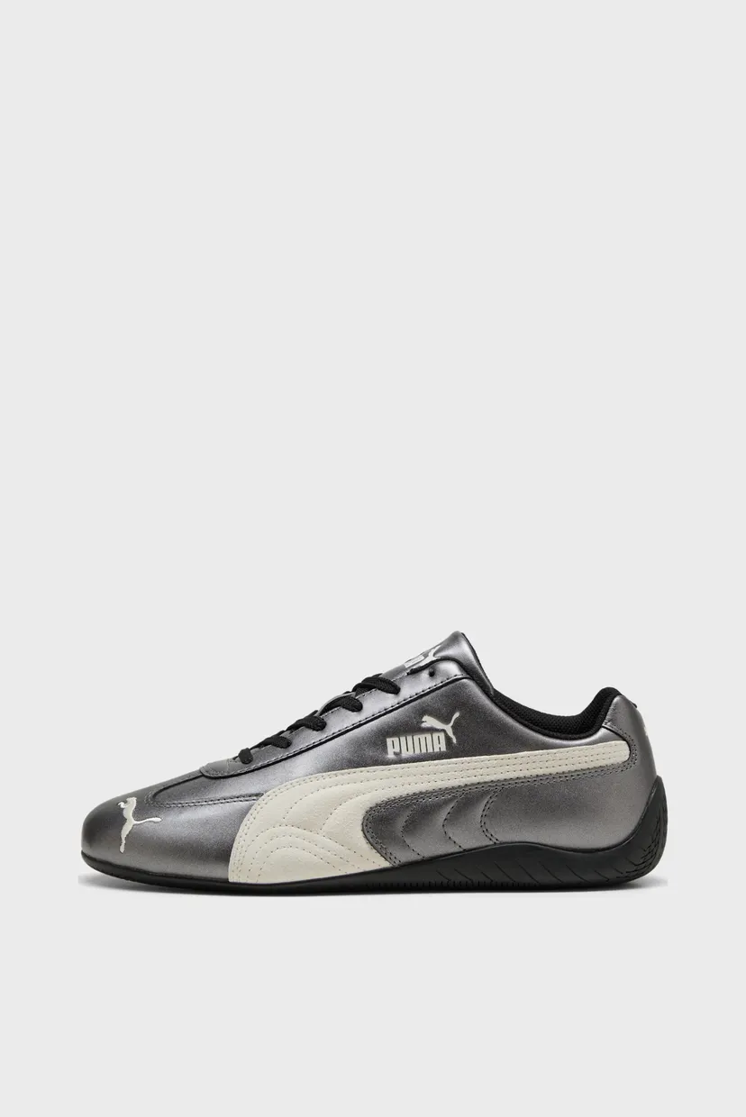 Серебристые кожаные кроссовки Speedcat Metallic Sneakers Unisex 4