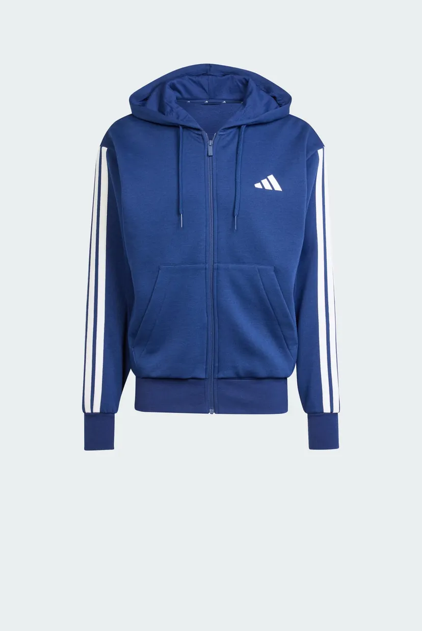 Мужское синее худи Essentials 3-Stripes Fleece 6