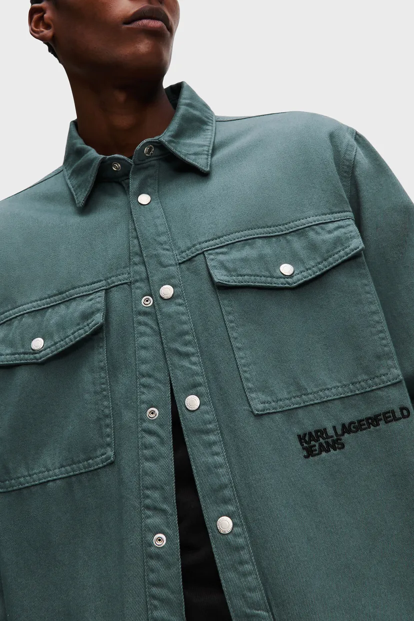 Чоловіча бірюзова сорочка KLJ DENIM OVERSHIRT 4