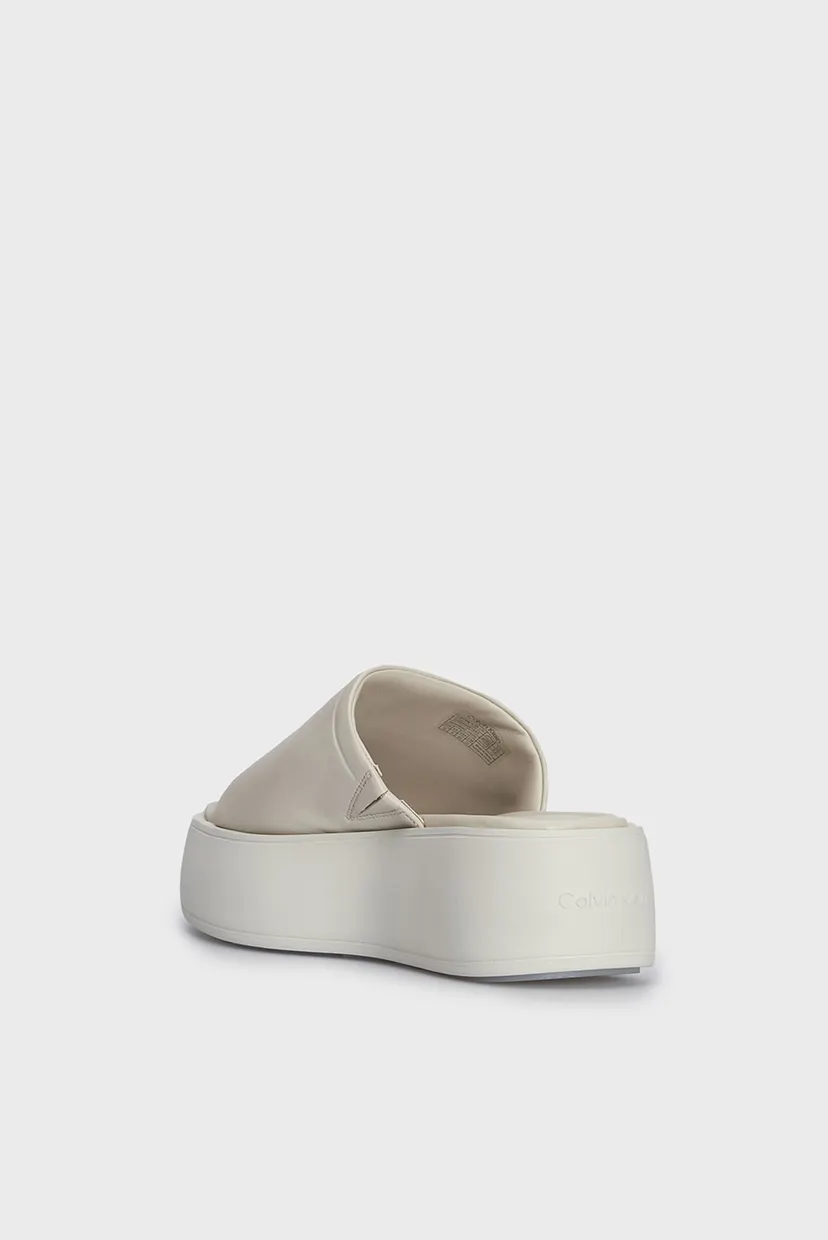 Женские бежевые кожаные слайдеры FLATFORM SLIDE LTH 5