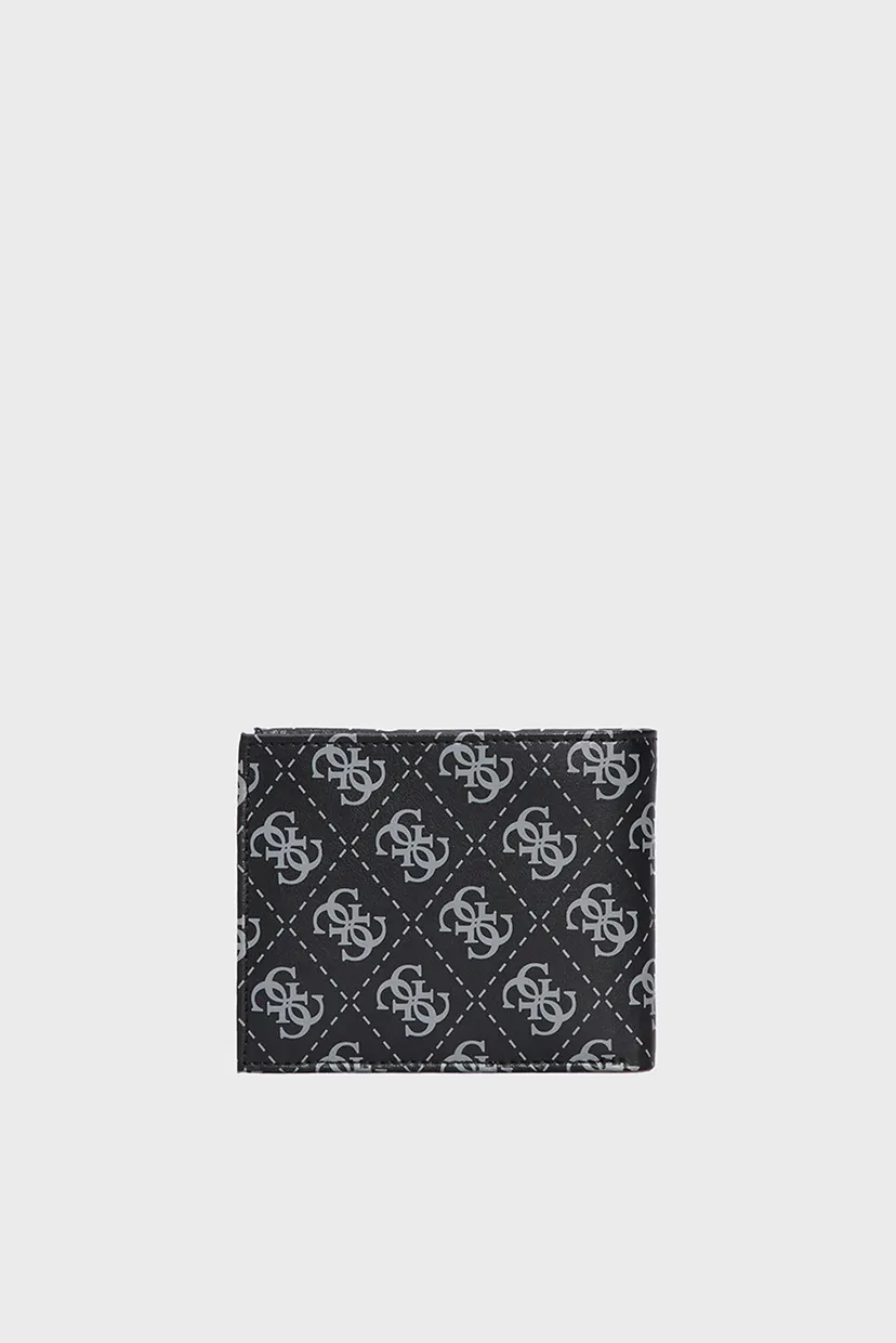 Чоловічий чорний шкіряний гаманець з візерунком MITO BILLFOLD WITH COIN POCKET 4