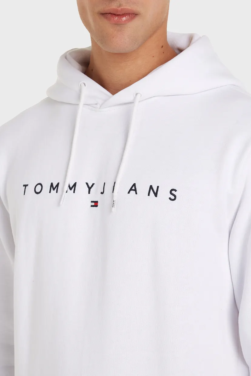 Чоловіче біле худі TJM REG LINEAR LOGO HOODIE EXT 3