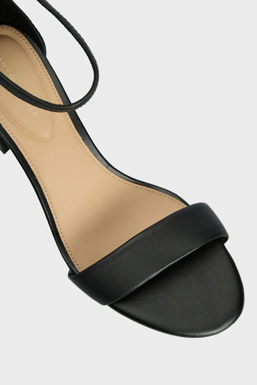 Жіночі чорні шкіряні босоніжки LEATHER ANKLE STRAP HEEL 4